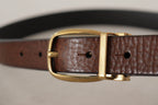 Dolce & Gabbana Brown Leather Classic Vintage Metal Buckle Belt - Zeiniez