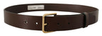 Dolce & Gabbana Brown Plain Calf Leather Gold Tone Buckle Belt - Zeiniez