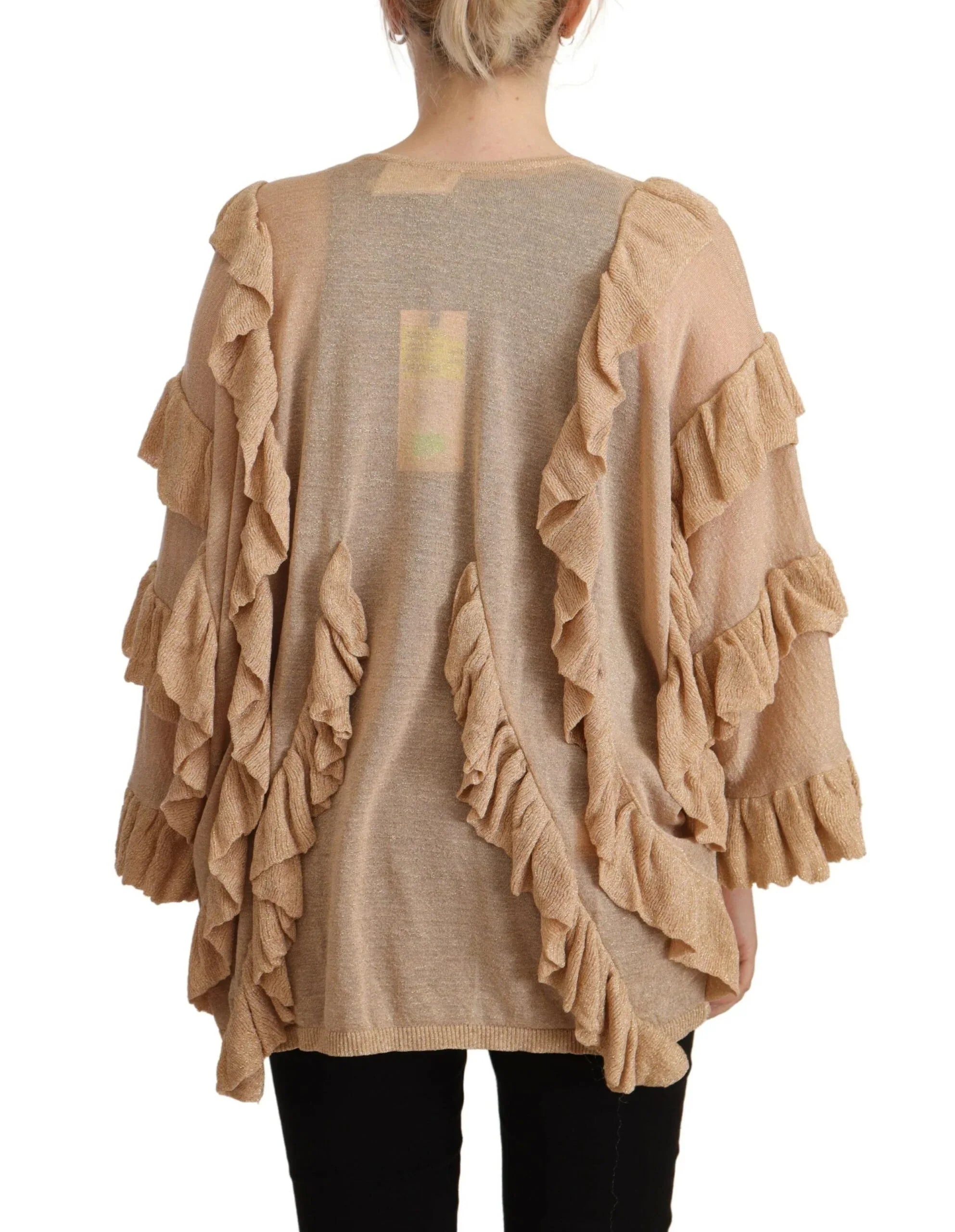 Aniye By Beige Ruffle Long Sleeves Open Front Cardigan Sweater - Zeiniez