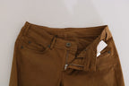 PLEIN SUD Brown Cotton Mid Waist Skinny Slim Fit Denim Jeans - Zeiniez