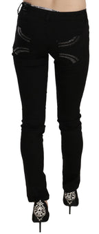 Costume National Black Sequined Mid Waist Slim Fit Denim Jeans - Zeiniez