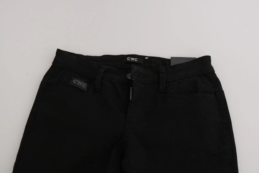 Costume National Black Sequined Mid Waist Slim Fit Denim Jeans - Zeiniez