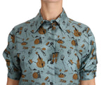 Dolce & Gabbana Multicolor Musical Instruments Silk Short sleeve Shirt - Zeiniez