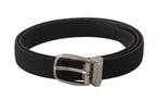 Dolce & Gabbana Black Calf Canvas Silver Tone Logo Metal Belt - Zeiniez