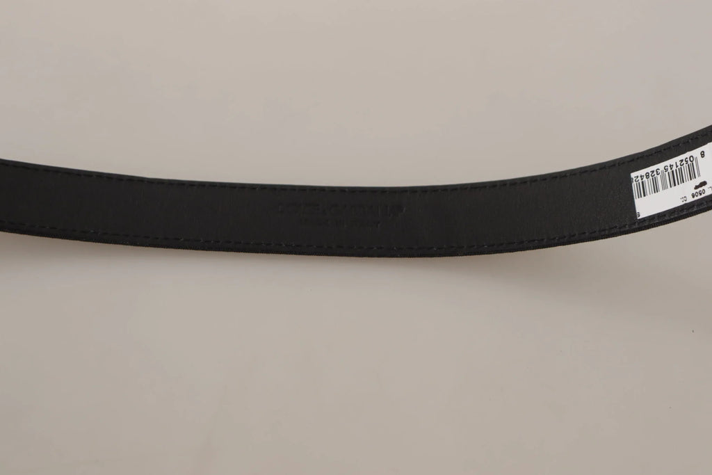 Dolce & Gabbana Black Calf Canvas Silver Tone Logo Metal Belt - Zeiniez