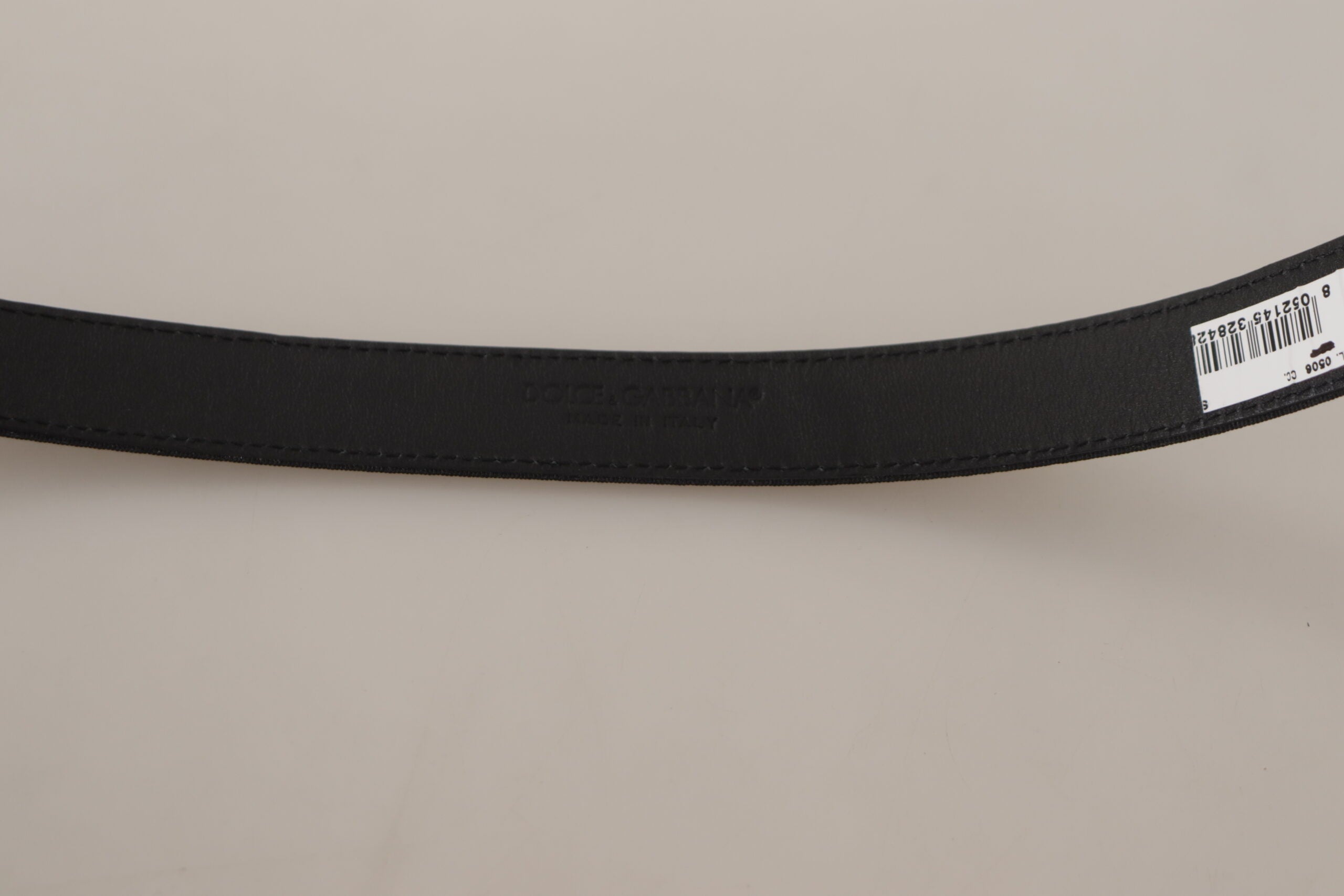 Dolce & Gabbana Black Calf Canvas Silver Tone Logo Metal Belt - Zeiniez