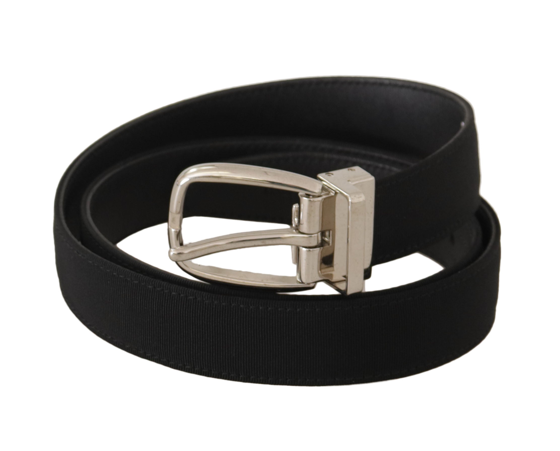 Dolce & Gabbana Belt Black Calf Leather Silver Tone Metal Buckle - Zeiniez