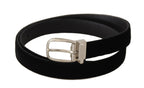 Dolce & Gabbana Black Casual Velvet Silver Tone Metal Buckle Belt - Zeiniez