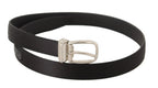 Dolce & Gabbana Black Canvas Leather Silver Logo Metal Buckle Belt - Zeiniez