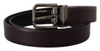 Dolce & Gabbana Dark Purple Leather Box Borchia Metal Buckle Belt - Zeiniez