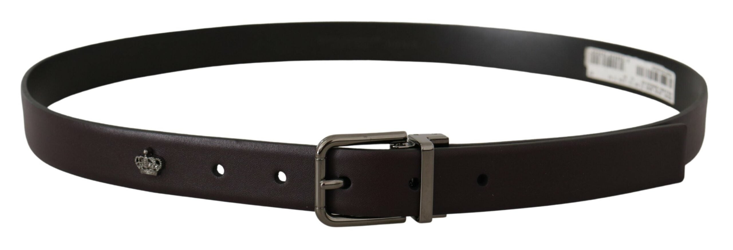 Dolce & Gabbana Dark Purple Leather Box Borchia Metal Buckle Belt - Zeiniez