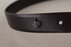Dolce & Gabbana Dark Purple Leather Box Borchia Metal Buckle Belt - Zeiniez