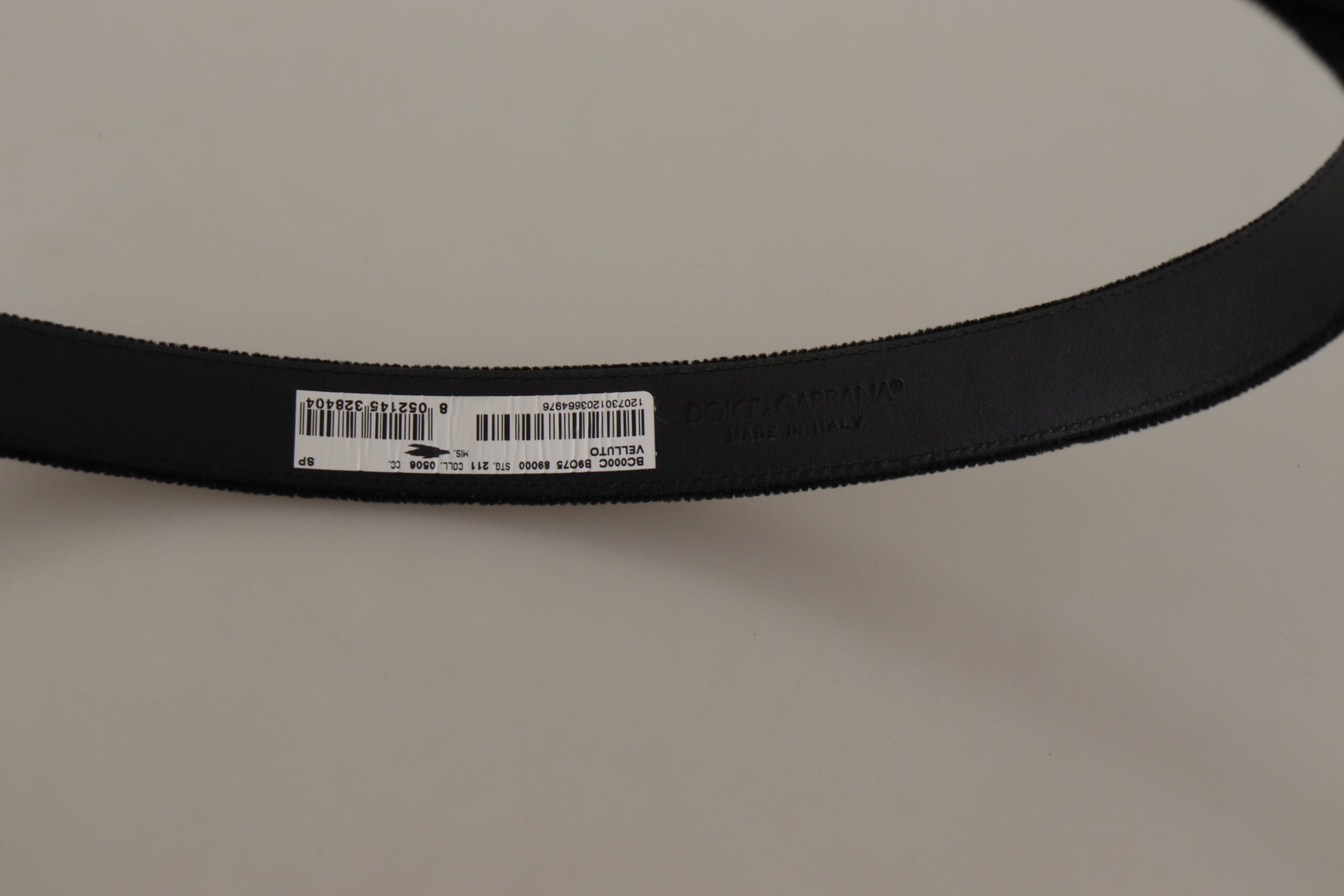 Dolce & Gabbana Black Velvet Leather Gold Tone Metal Buckle Belt - Zeiniez