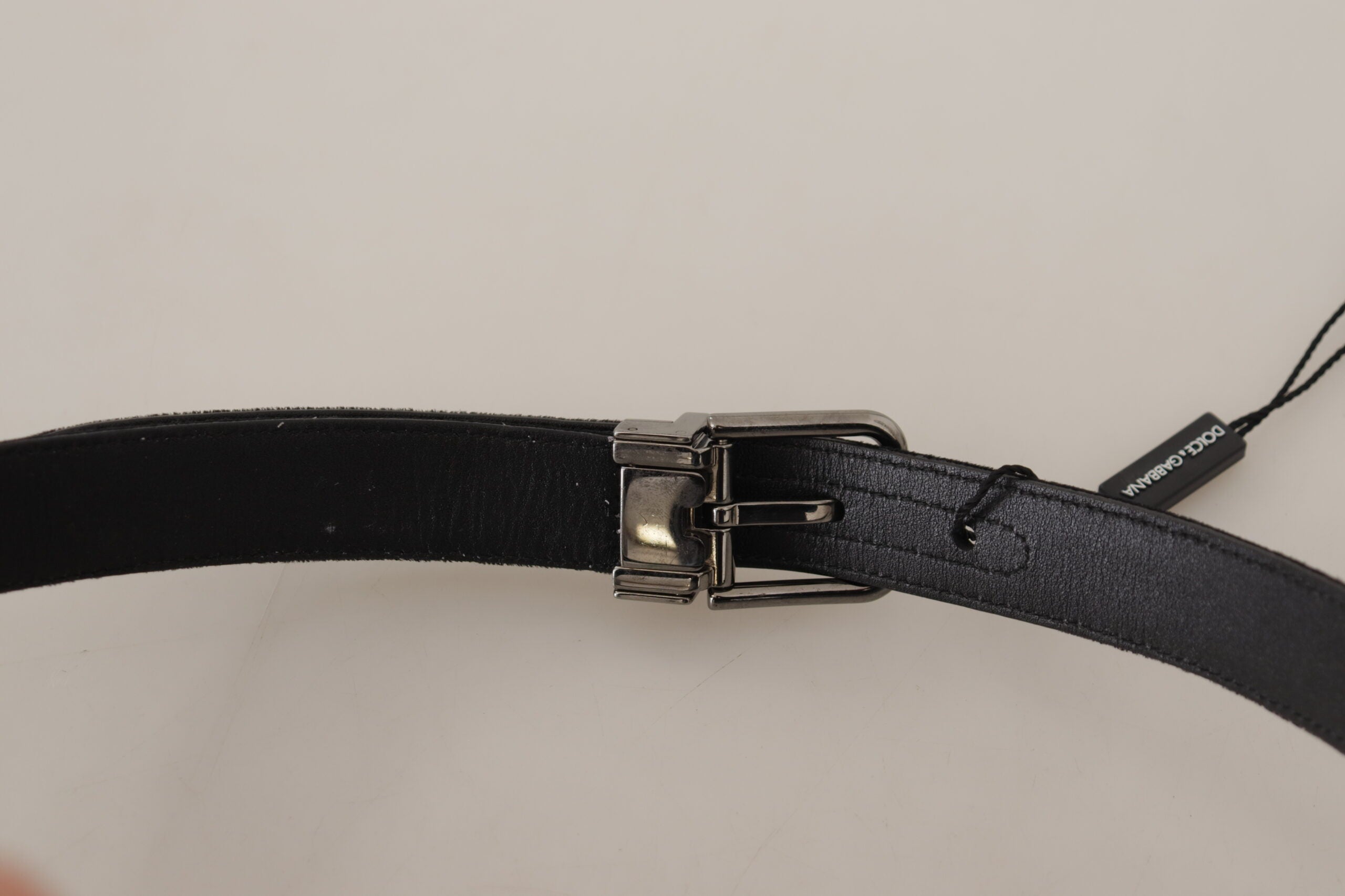 Dolce & Gabbana Black Cotton Silver Tone Metal Buckle Belt - Zeiniez