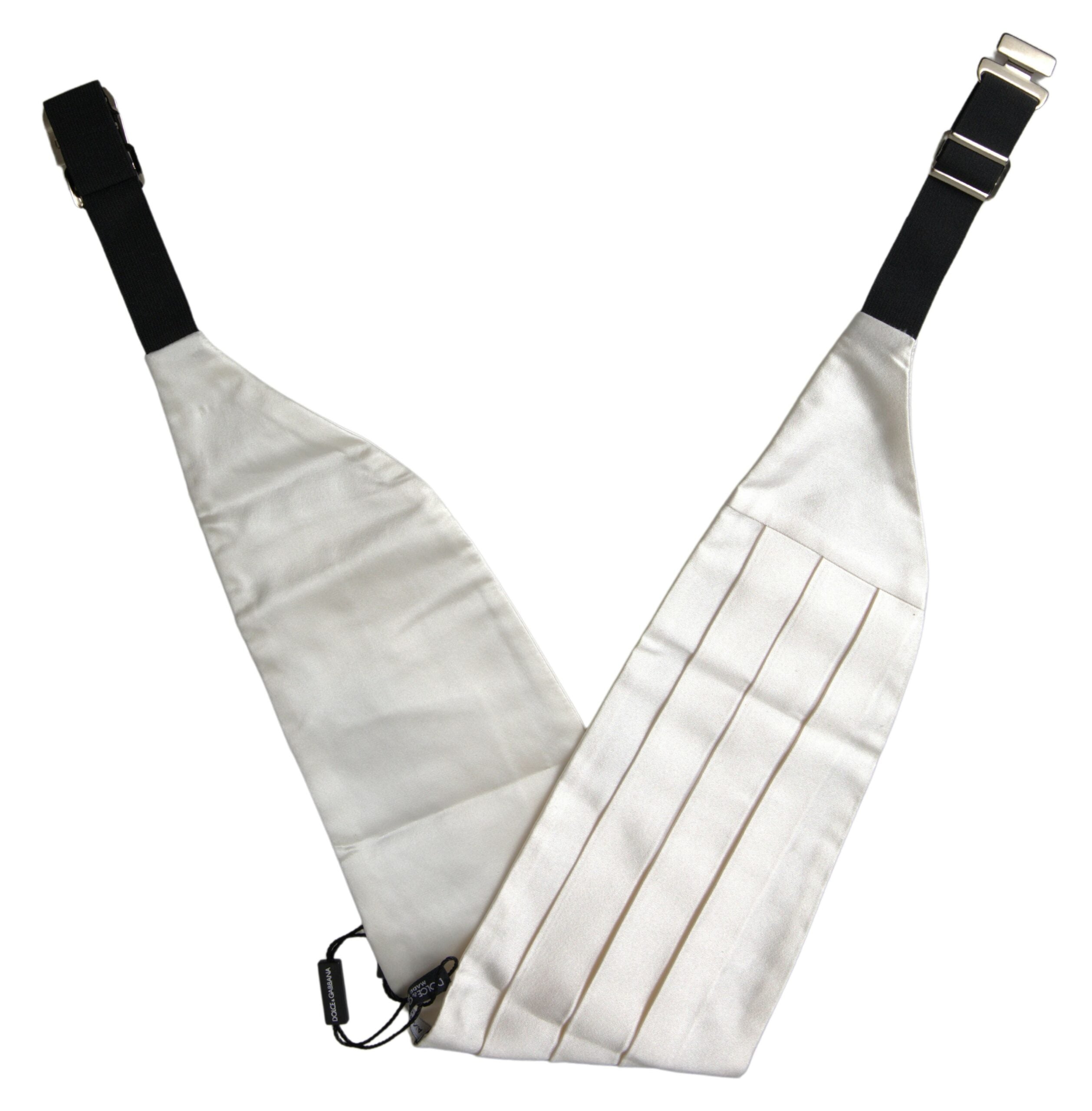 Dolce & Gabbana White Men Wide Waist Silk Belt Cummerbund - Zeiniez