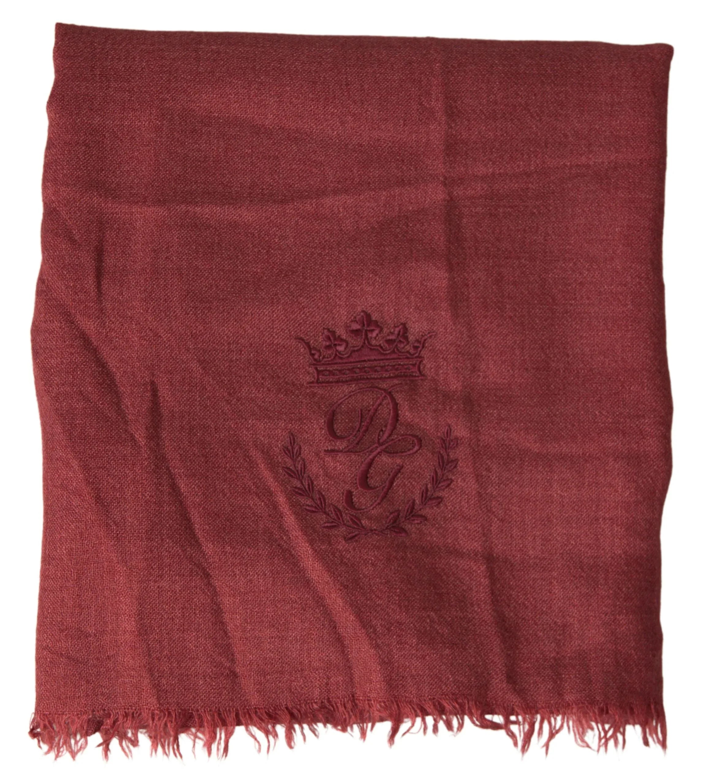 Dolce & Gabbana Maroon Cashmere Knit Wrap Shawl Fringe Scarf - Zeiniez