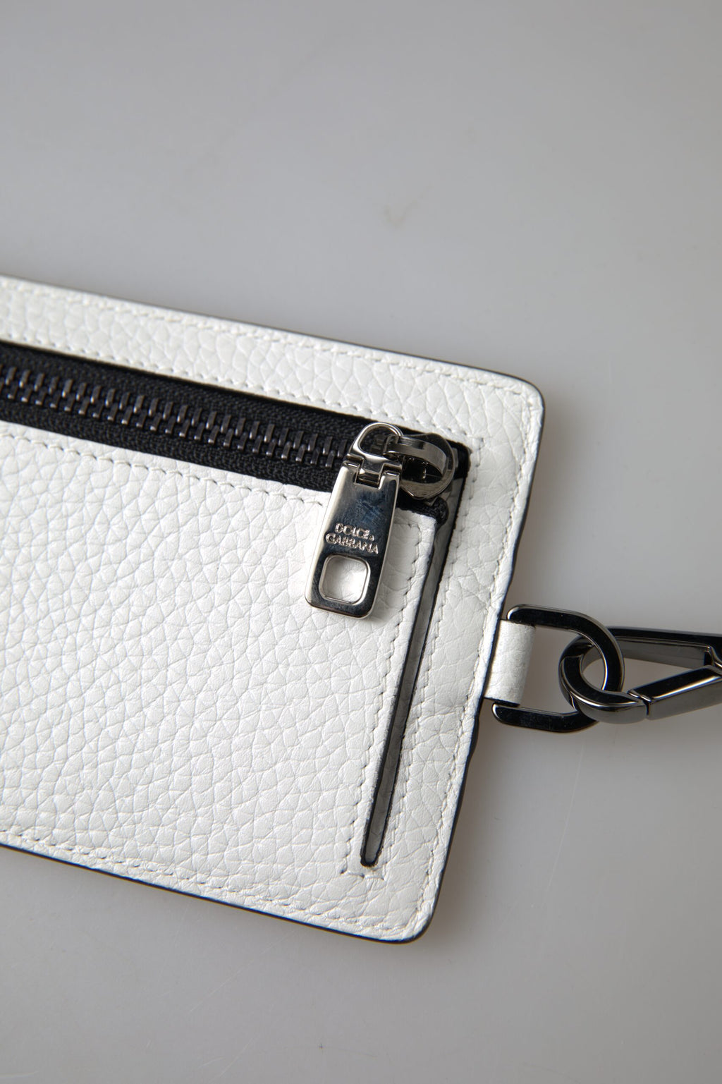 Dolce & Gabbana White Leather Lanyard Logo Card Holder Men Wallet - Zeiniez