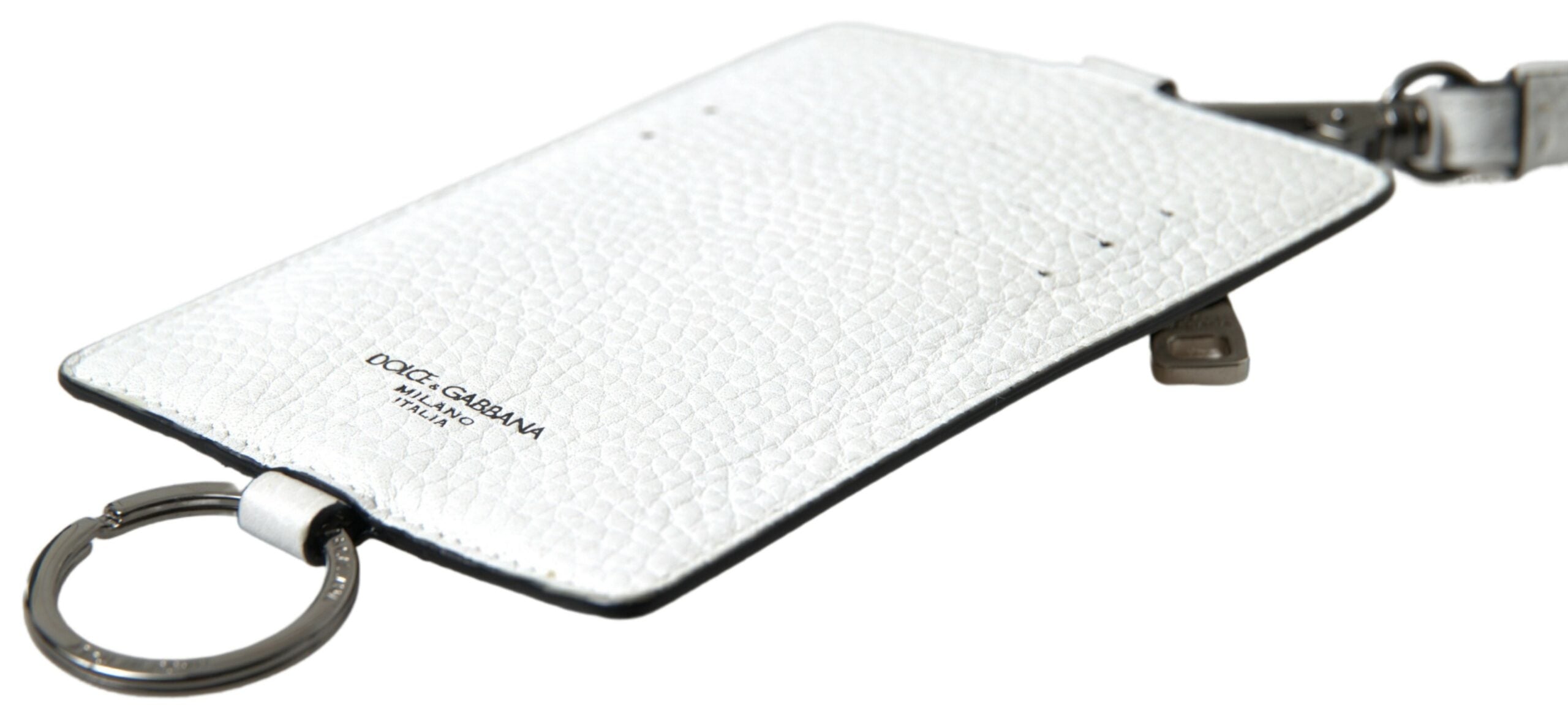 Dolce & Gabbana White Leather Lanyard Logo Card Holder Men Wallet - Zeiniez