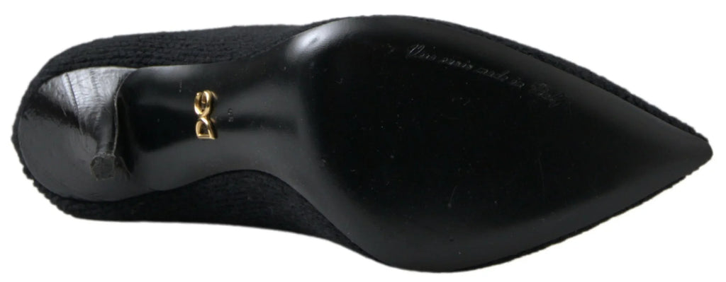 Dolce & Gabbana Black Stiletto Heel Mid Calf Women Boot Shoes - Zeiniez