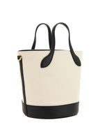 Bally White and Black Leather Bucket Bag - Zeiniez