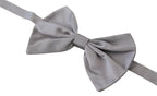 Dolce & Gabbana Bow Tie Men Silver Gray Silk Adjustable Neck Papillon - Zeiniez