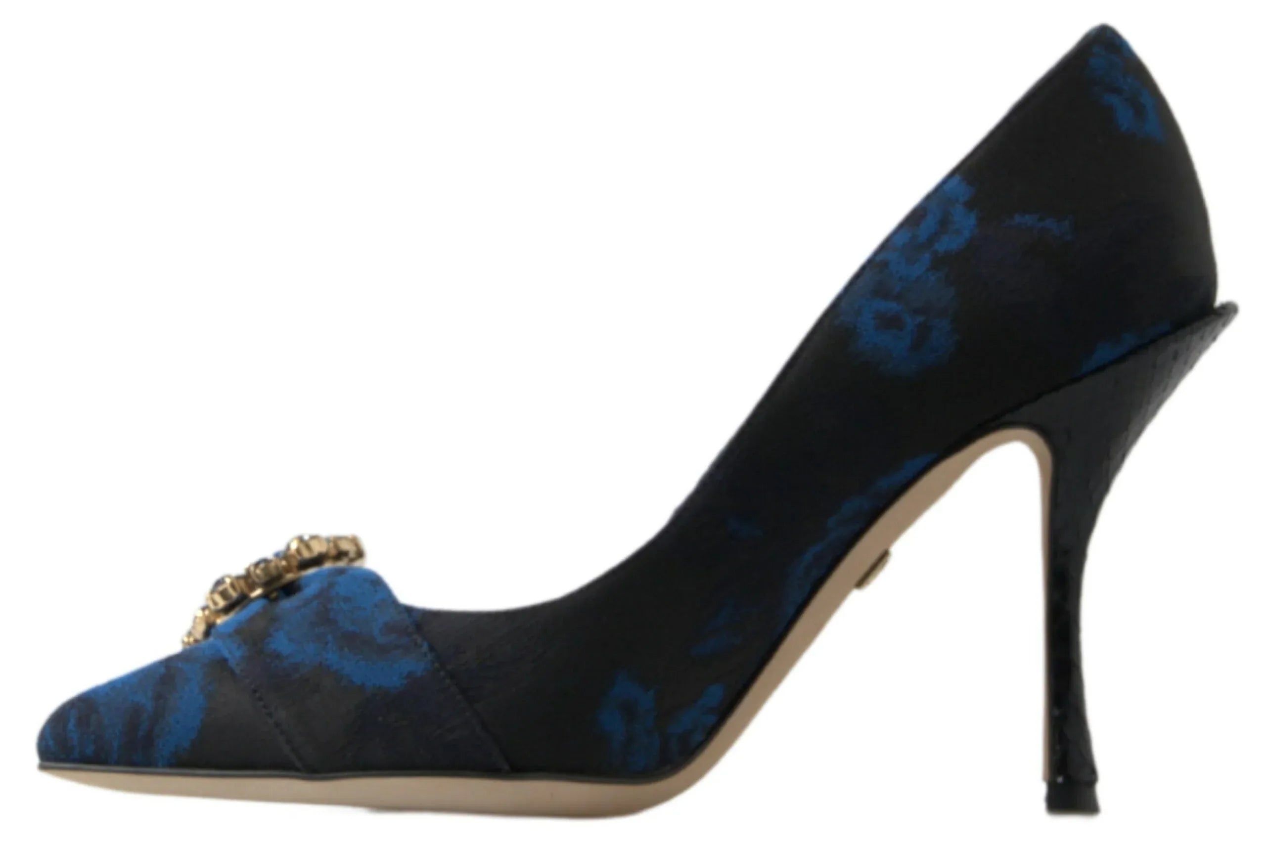 Dolce & Gabbana Blue Floral Ayers Crystal Pumps Shoes - Zeiniez