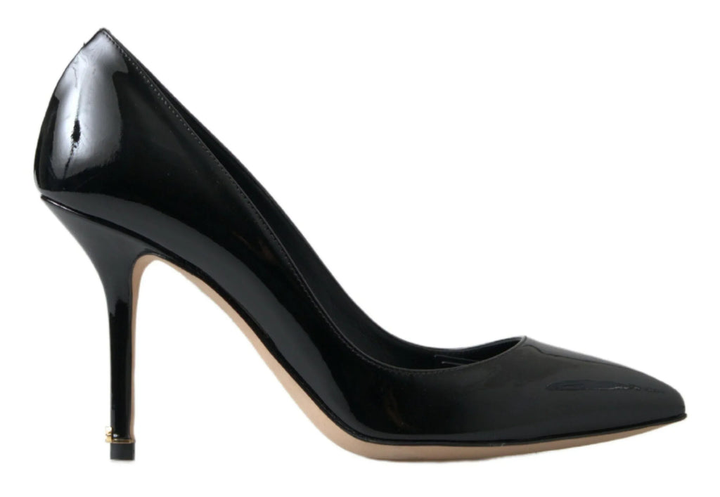 Dolce & Gabbana Black Patent Leather High Heels Pumps Shoes - Zeiniez