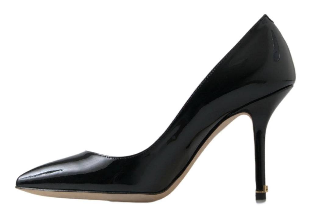 Dolce & Gabbana Black Patent Leather High Heels Pumps Shoes - Zeiniez
