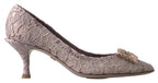 Dolce & Gabbana Pink Floral Lace DG Crystal Pumps Shoes - Zeiniez