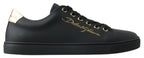 Dolce & Gabbana Black Gold Leather Classic Sneakers Shoes - Zeiniez