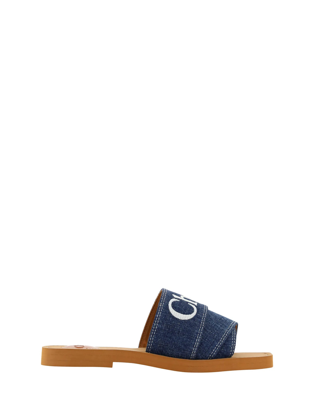 Chloé Denim Blue Cotton Slides Woody Sandals - Zeiniez