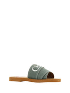 Chloé Forest Green Cotton Slides Woody Sandals - Zeiniez