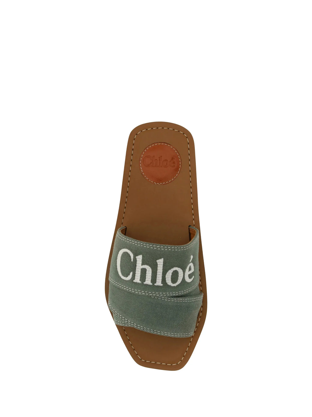 Chloé Forest Green Cotton Slides Woody Sandals - Zeiniez