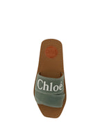 Chloé Forest Green Cotton Slides Woody Sandals - Zeiniez
