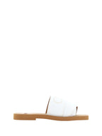 Chloé White Cotton Slides Woody Sandals - Zeiniez