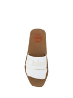 Chloé White Cotton Slides Woody Sandals - Zeiniez