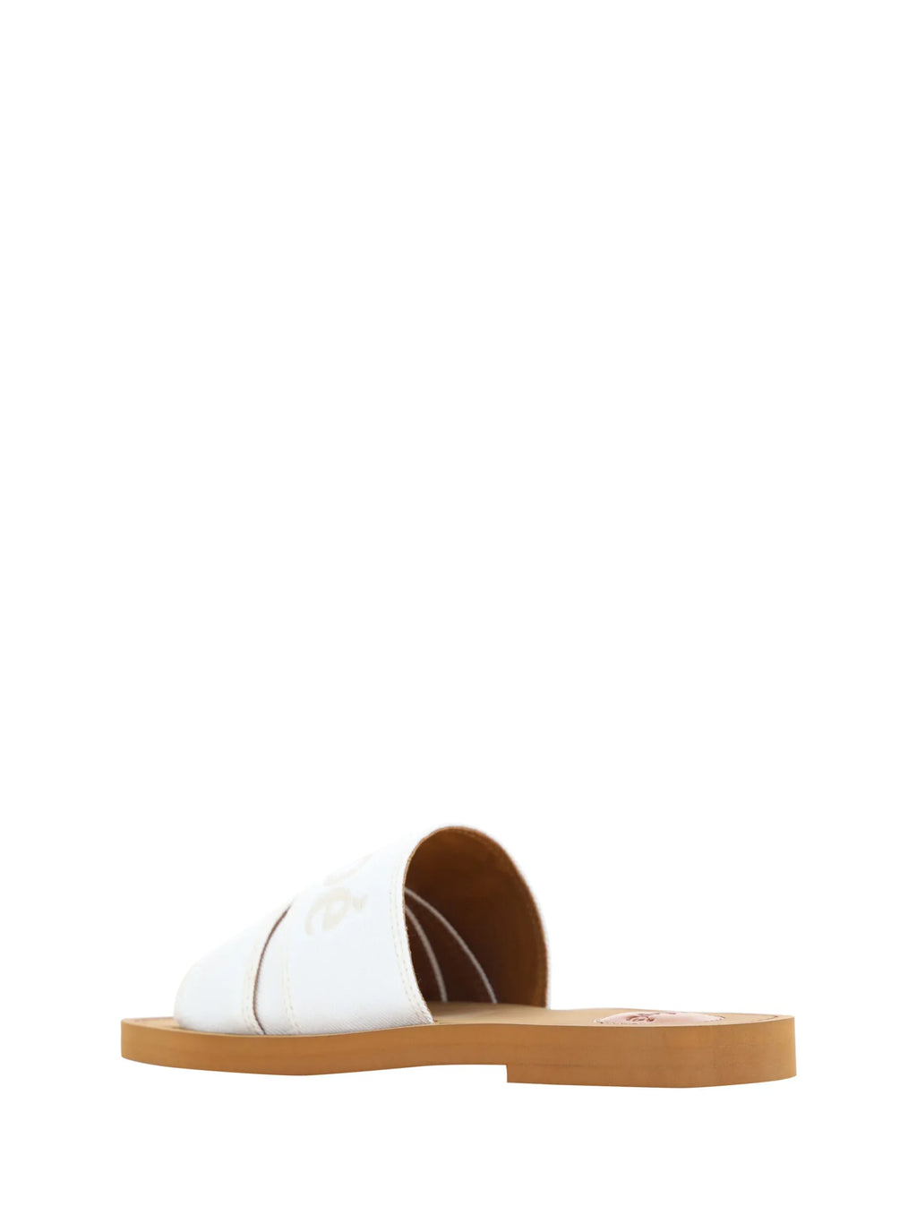 Chloé White Cotton Slides Woody Sandals - Zeiniez