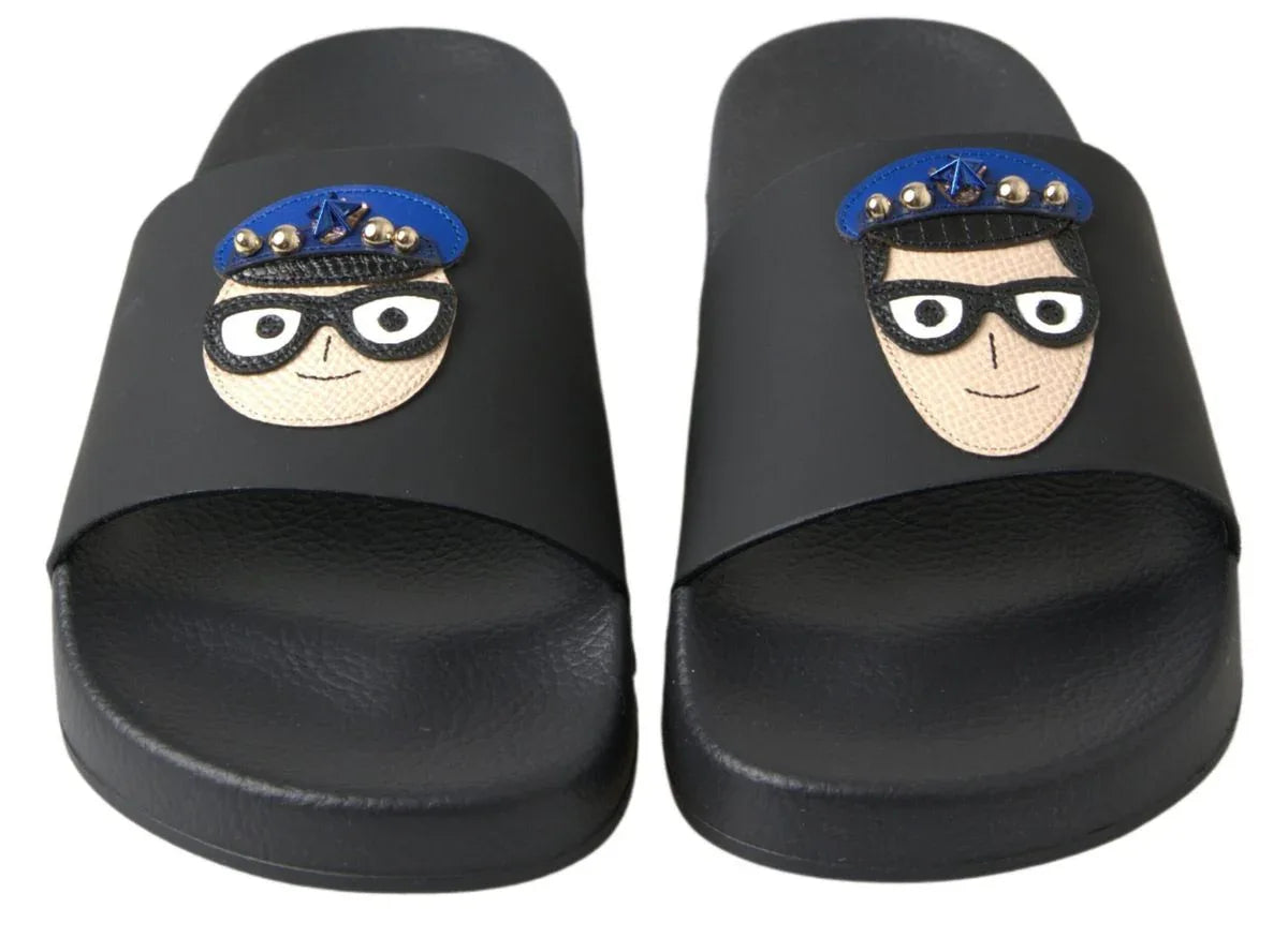 Dolce & Gabbana Black Slides Sandals Beach Saint Barth Shoes - Zeiniez