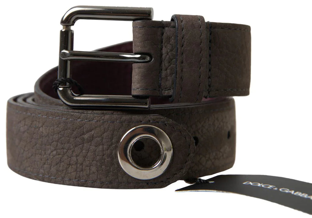 Dolce & Gabbana Brown Leather Metal Buckle Men Cintura Belt - Zeiniez