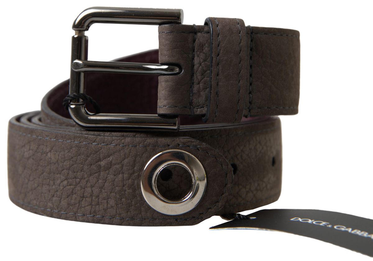Dolce & Gabbana Brown Leather Metal Buckle Men Cintura Belt - Zeiniez