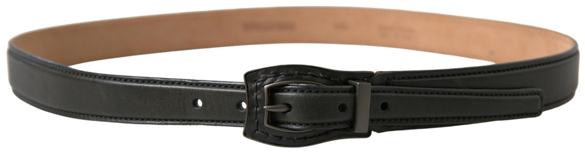 Ermanno Scervino Black Leather Metal Buckle Cintura Belt - Zeiniez