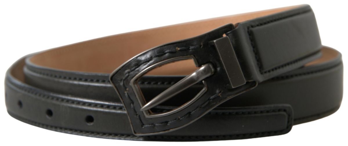 Ermanno Scervino Black Leather Metal Buckle Cintura Belt - Zeiniez