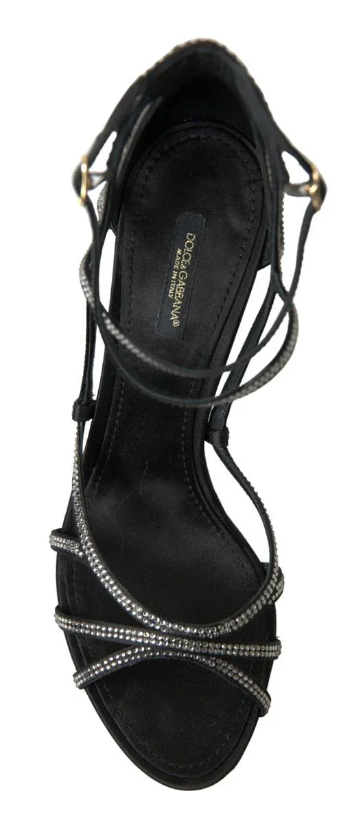 Dolce & Gabbana Rhinestone Stiletto Sandal Satin Shoes - Zeiniez