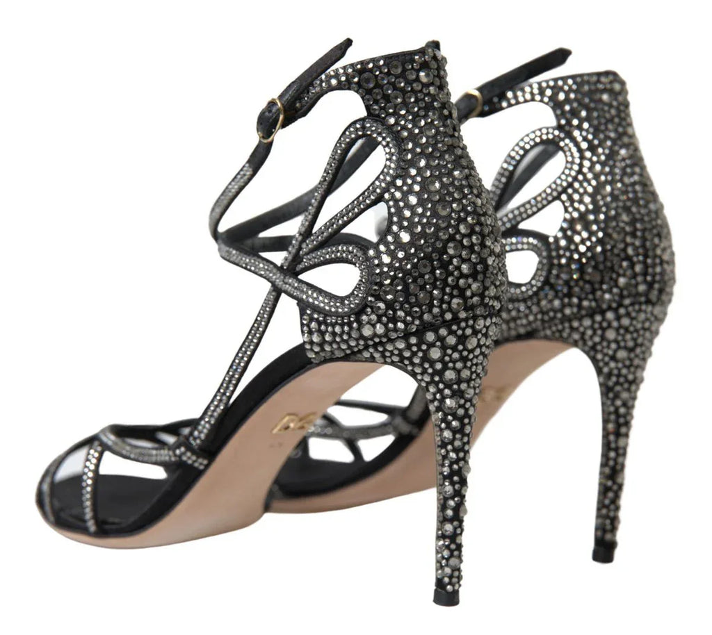 Dolce & Gabbana Rhinestone Stiletto Sandal Satin Shoes - Zeiniez