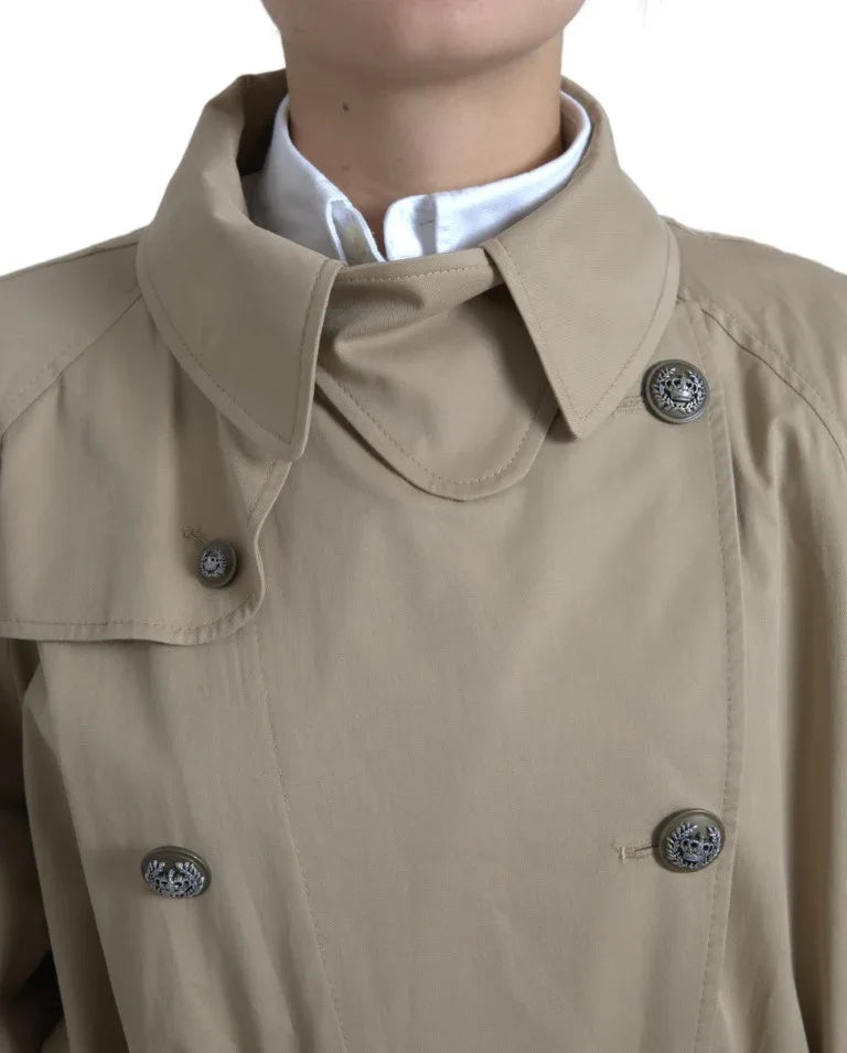 Dolce & Gabbana Khaki Double Breasted Trench Coat Jacket - Zeiniez