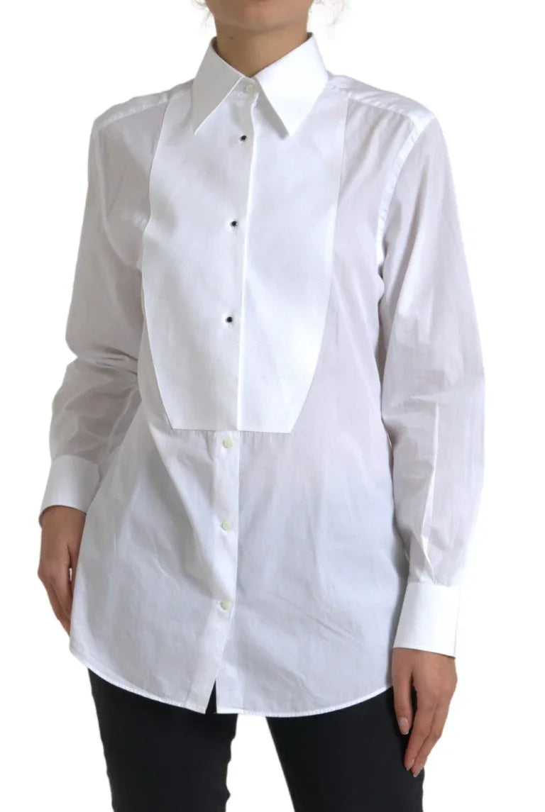 Dolce & Gabbana Cotton Collared Long Sleeves Shirt White - Zeiniez