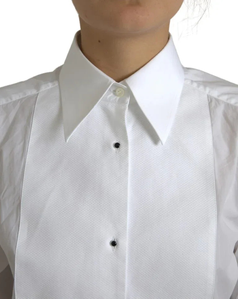 Dolce & Gabbana Cotton Collared Long Sleeves Shirt White - Zeiniez