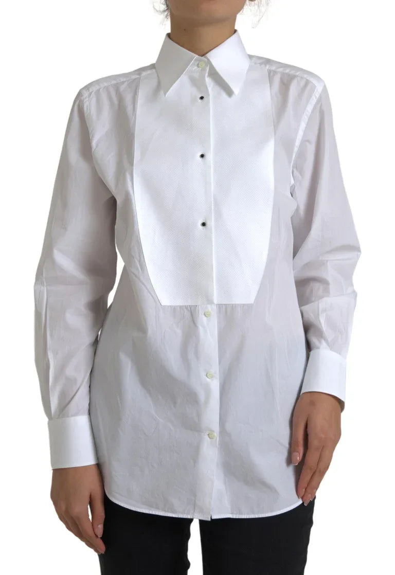Dolce & Gabbana Cotton Collared Long Sleeves Shirt White - Zeiniez