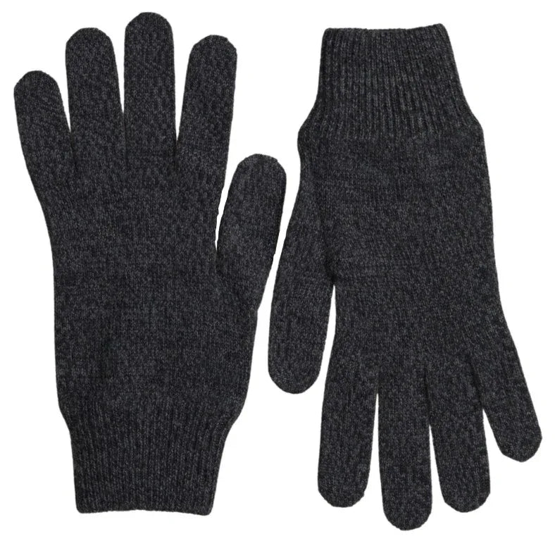 Dolce & Gabbana Gray Virgin Wool Knit Hands Mitten Men Gloves - Zeiniez