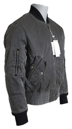 MM6 Maison Margiela Gray Bomber Zipper Pocket Sleeves Jacket - Zeiniez